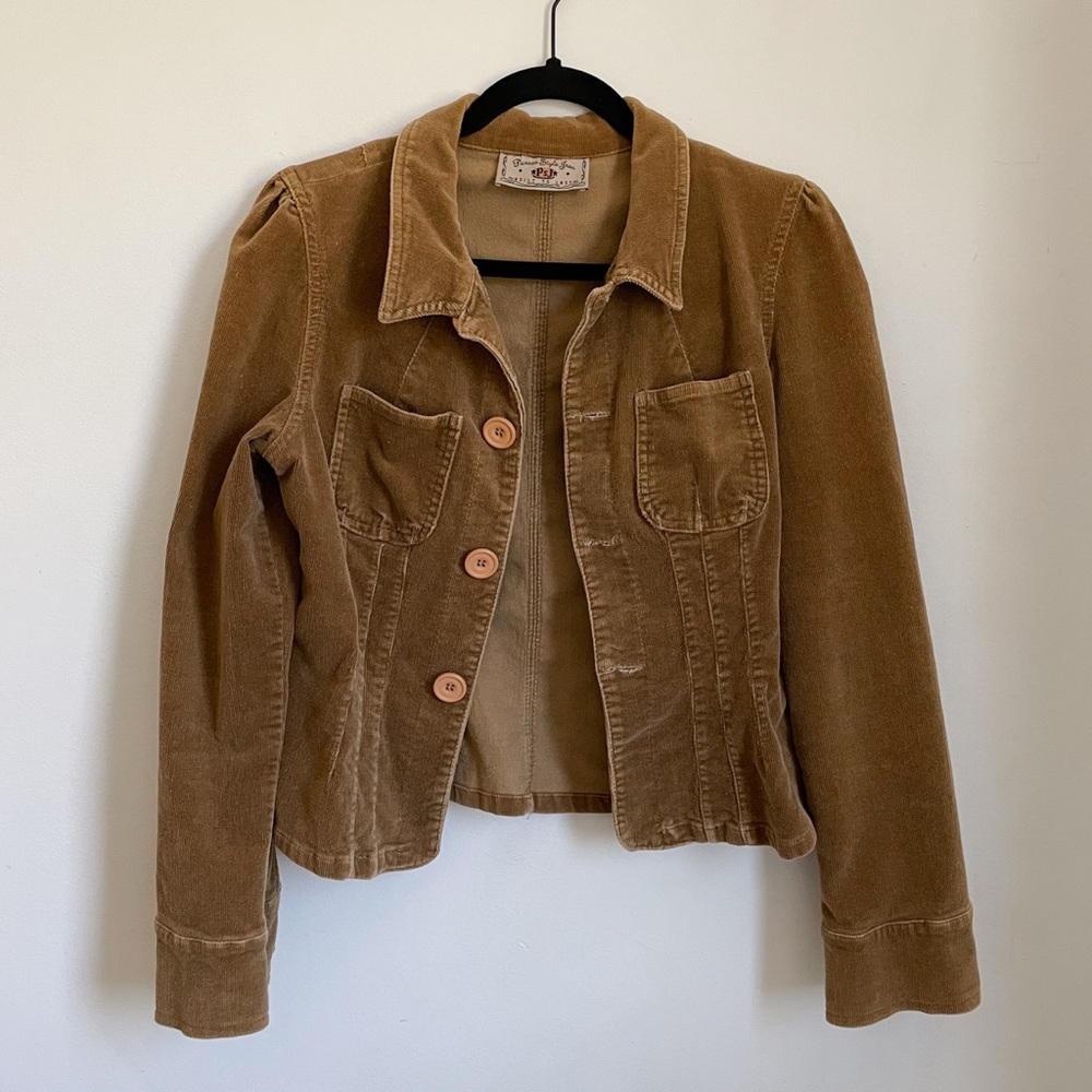 Vintage Tan Corduroy Jacket With Pockets